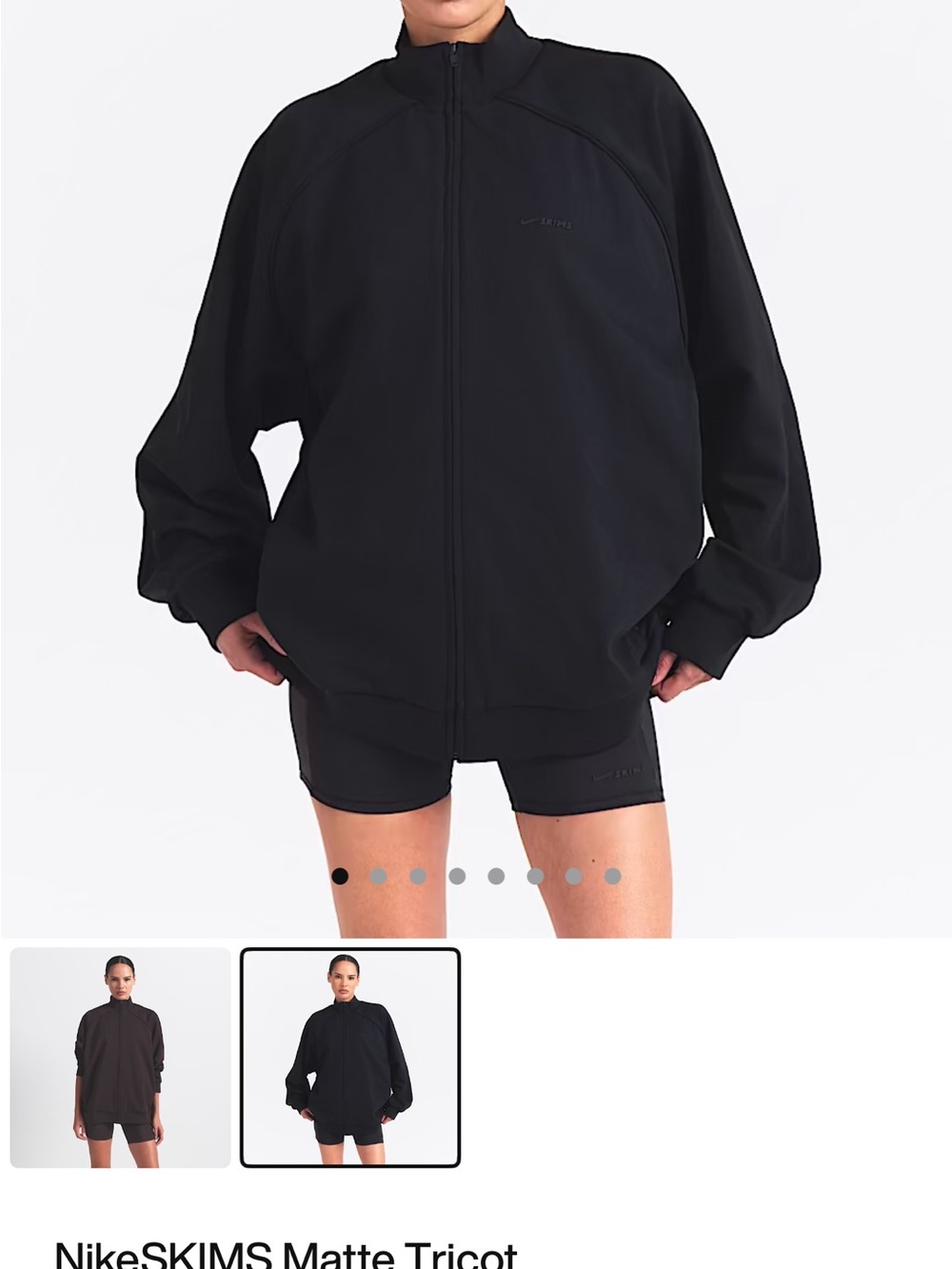 SKIMS Black Matte Tricot Varsity Zip Jacket
